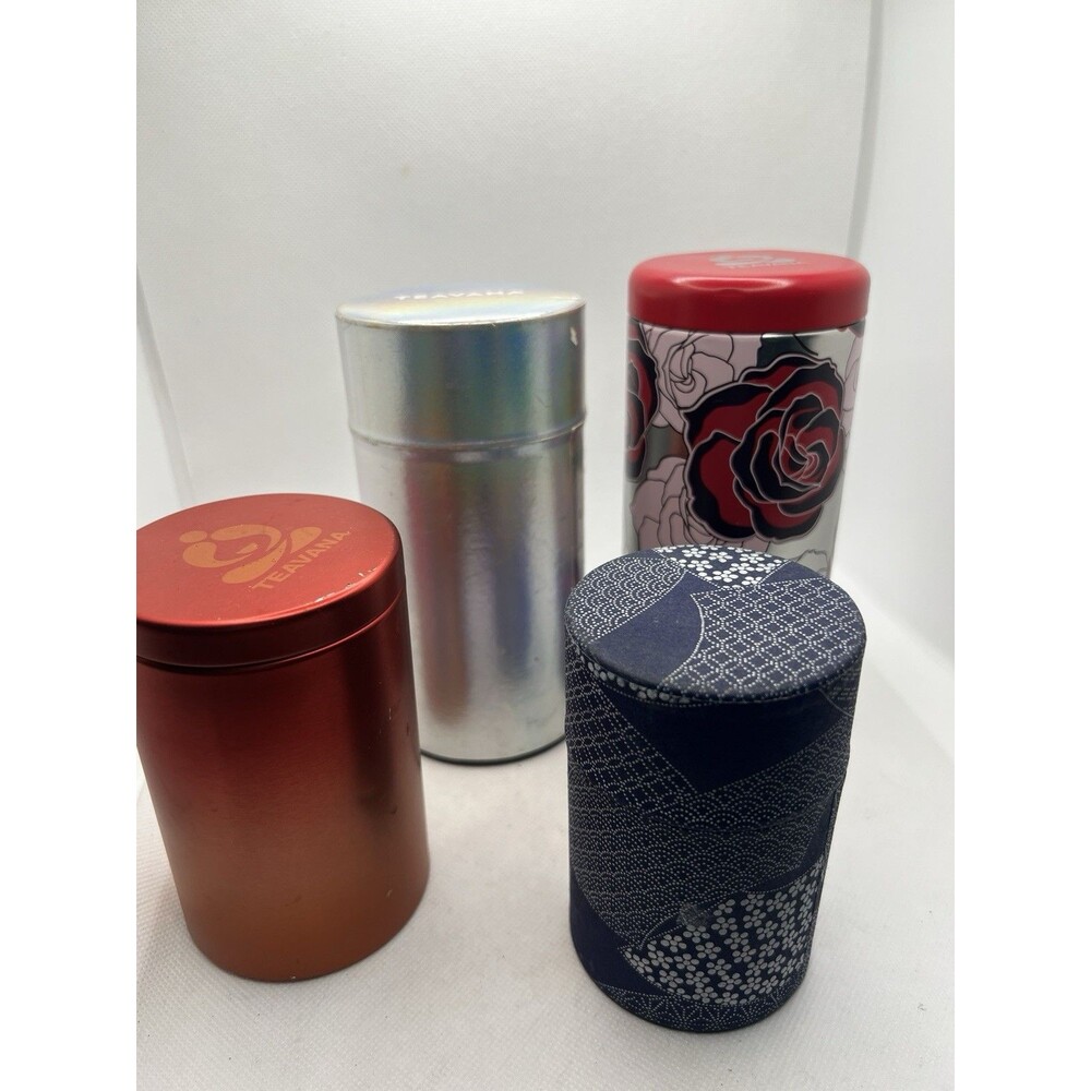 Lot Of 4 Teavana Loose Leaf Tea Tin Canisters Airtight Lids